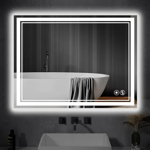 Miniatura 12 de Paquete de 2 espejos LED de baño de 24 x 36 pulgadas, espejo LED para baño, sin niebla, regulable, 3 colores, espejo de baño con luces, espejo