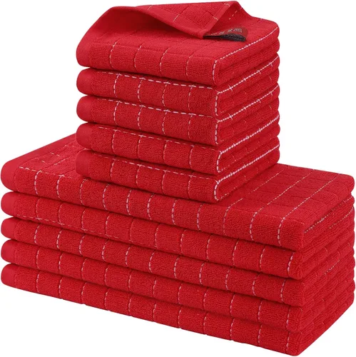 Miniatura 34 de Homaxy Juego de 8 toallas de cocina y paños de cocina, 12 x 12 y 13 x 28 pulgadas, juego de 8 toallas de cocina de rizo de algodón a granel, diseño