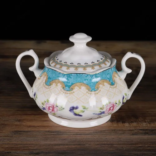 Miniatura 6 de fanquare Juego de té de rosa retro europeo de 15 piezas, juego de té de flora inglesa para adultos, juego de café de porcelana