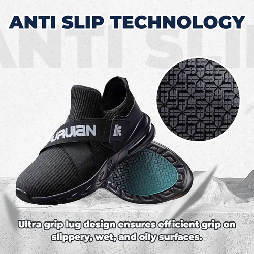 Miniatura 4 de Furuian Zapatos de trabajo antideslizantes para mujeres y hombres, para servicio de alimentos, con amortiguación de aire, zapatos antideslizantes