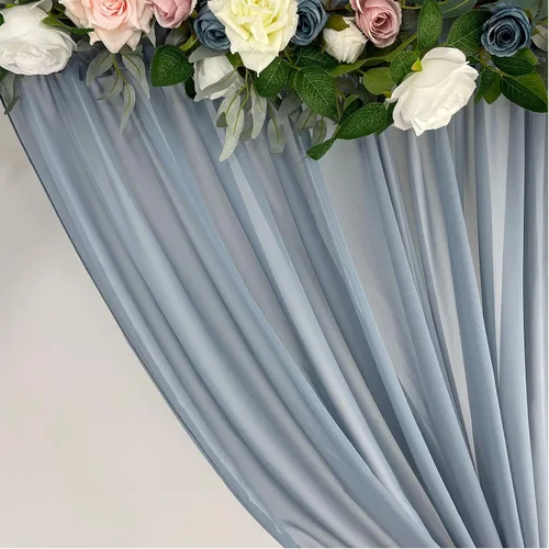 Miniatura 5 de Cortinas de fondo de gasa transparente de 10 x 10 pies, cortinas de tela de gasa para bodas, cortina larga transparente para sala de estar, Azul