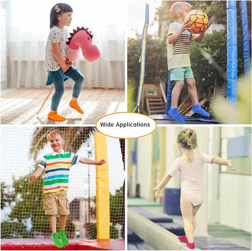 Miniatura 5 de HYCLES Calcetines antideslizantes para niños y niñas, calcetines adhesivos para el tobillo, calcetines antideslizantes para niños, 6 pares