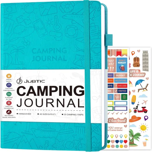 Miniatura 8 de JUBTIC Diario de campamento y libro de registro de viaje para caravana, diario de aventura A5 para 25 campamentos, diario de senderismo, libros