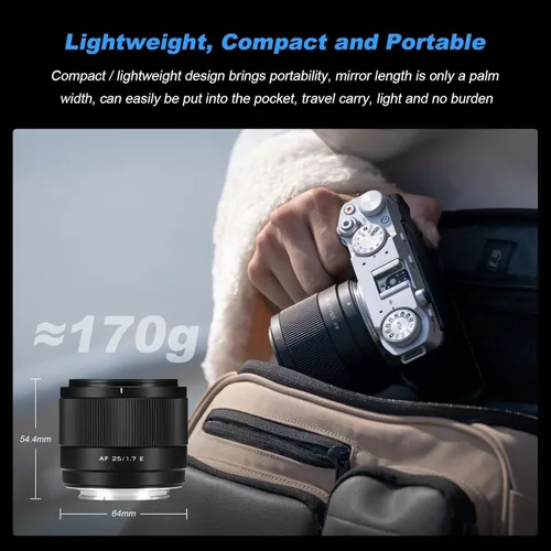 Miniatura 7 de Viltrox 25mm F1.7 Air FE Pocket Dispo Lente AF F/1.7 E-Mount Portátil para Sony Lente para Principiantes Autofoco APS-C Gran Apertura Lentes FE Prime