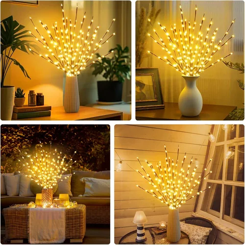 Miniatura 3 de DK177 Juego de 6 luces led para rama con batería, jarrón de sauce artificial, rama pequeña, potencia marrón, 30 pulgadas, 20 LED para decoración