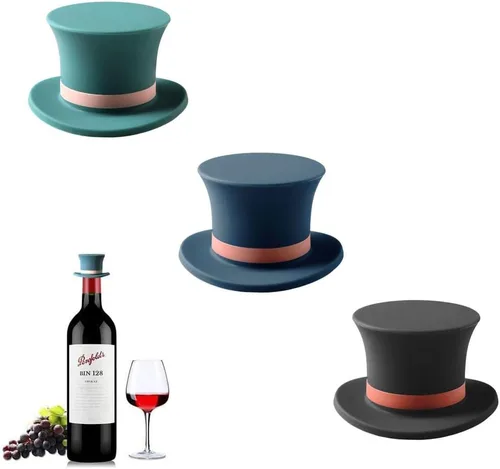 Miniatura 9 de MosaiRudo Tapones de vino de silicona, tapas de botellas reutilizables en forma de sombrero, tapón de botella de vino champán, para herramientas