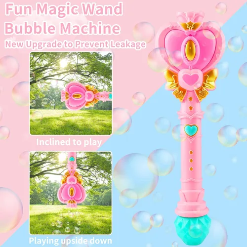 Miniatura 4 de Varita de Burbujas para Niños Máquina Sopladora de Burbujas Corazón de Princesa Varita con Luz Pascua Navidad Cesta Rellenos de Calcetín Juguetes al