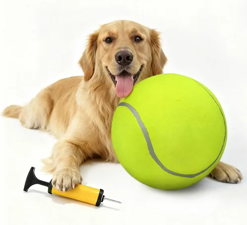 INSUM Pelota de tenis gigante de 9.5 pulgadas, pelota de juguete grande para perros para jugar al aire libre, cumpleaños para perros grandes, ideal