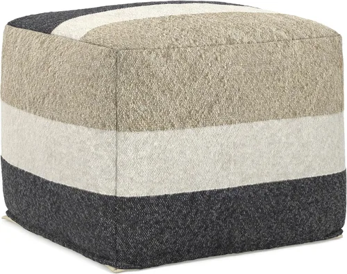 SIMPLIHOME Claudette - Puf cuadrado de 18 pulgadas de ancho tapizado de tela acrílica otomana en multicolor, taburete bohemio, puf decorativo o