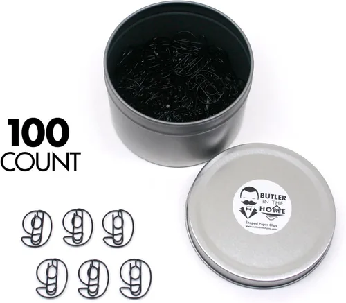 Miniatura 40 de Butler in the Home Elige tu letra favorita del alfabeto de la A a la Z o números del 0 al 9, 100 clips de papel de color negro para iniciales