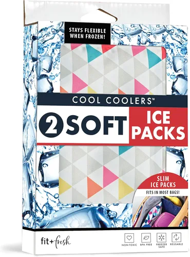 Miniatura 24 de Cool Coolers by Fit & Fresh - Paquete de 2 paquetes de hielo suave, de nailon elástico flexible, reutilizables, para loncheras y enfriadores, rayas
