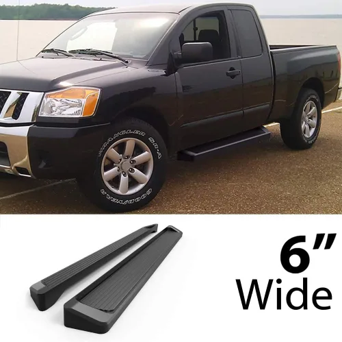 Miniatura 2 de HD Ridez Estribo de 6 pulgadas, color negro, compatible con Nissan Titan 2004-2025 King Cab (excluye modelos 2016) y Titan XD 17-19