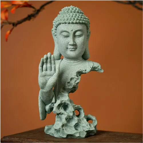 Miniatura 9 de livelyfish Estatua de Buda meditante, pecera, estatuas de Buda zen, figuras de pensador de piedra arenisca para acuario, jardín, decoración