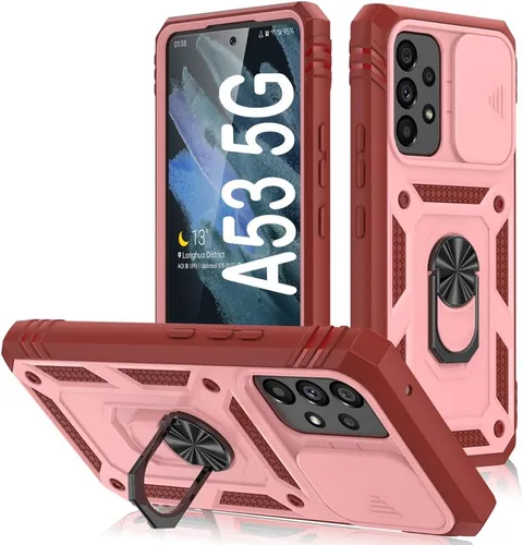 Miniatura 22 de PASNEW Funda para Samsung Galaxy A54, Soporte Metálico y Cubierta Deslizante para Cámara, Militar Multicapa Resistente de Cuerpo Completo a Prueba