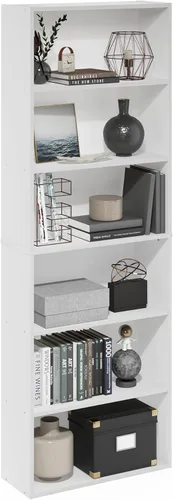 Miniatura 12 de Furinno GEHRY - Estantería para libros, 5 niveles, con estantes ajustables, 11.6 x 24.8 x 71.4 pulgadas, para oficina en casa, sala de estar, roble