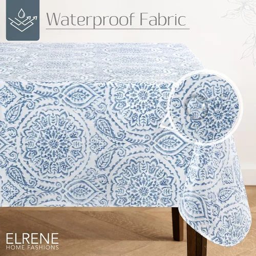 Miniatura 2 de Elrene Home Fashions Savannah - Mantel de vinilo bohemio con estampado de cachemira, resistente al agua y a las manchas con reverso de franela, 52 x