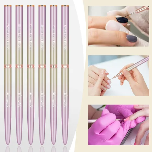 Miniatura 3 de KEMEISI 6 pinceles para arte de uñas, pincel de rayas para pintura de esmalte de gel, pincel de detalle fino, diseño de arte de dibujo fino