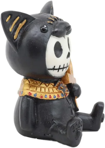 Miniatura 2 de Ebros - Figura pequeña de 2.75 pulgadas de alto con huesos peludos egipcios de gato felino, diosa Bastet sosteniendo Ankh, estatua de dioses