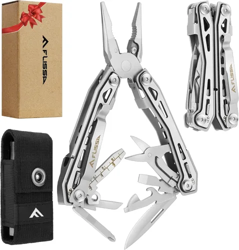 FLISSA 16 en 1 Multiherramienta de Acero Inoxidable, Regalos para Hombres, Multiherramienta EDC con Cuchillo de Bolsillo, Alicates, Clip de Cintura
