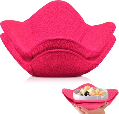 Miniatura 5 de Juego de 2 almohadillas calientes rojas para microondas, soportes para ollas, acogedores para alimentos, Ooma, ramen o tazón de sopa acogedor