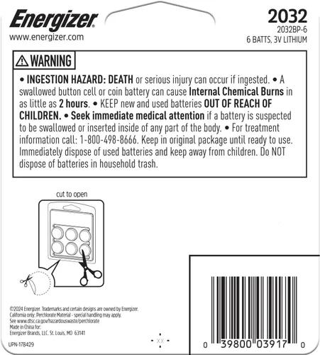 Miniatura 2 de Energizer Baterías 2032 (paquete de 6), baterías de litio de 3 V