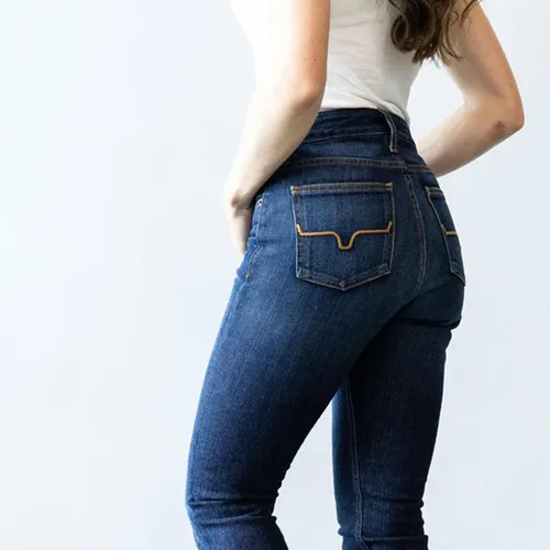 Miniatura 5 de Kimes Ranch Jennifer - Jeans de tiro ultra alto para mujer, color azul oscuro lavado