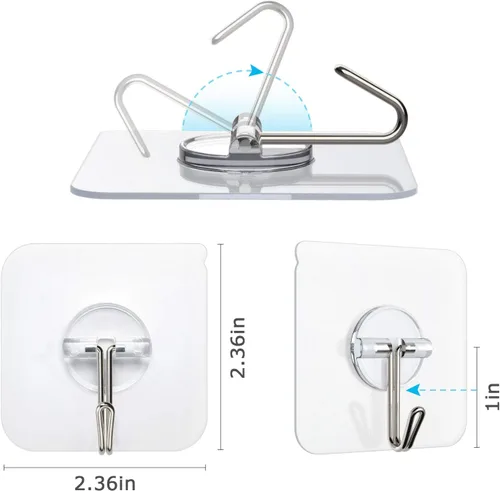 Miniatura 6 de Ganchos de pared extraíbles, ganchos de techo de 13 libras, transparentes, sin costuras, impermeables y a prueba de aceite para cocina, baño