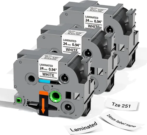 Miniatura 14 de Label KINGDOM TZe-151 - Cinta de etiquetas transparente de 0.94 pulgadas de repuesto para Brother P-Touch TZ-151 de 1 pulgada, cinta TZ negra sobre