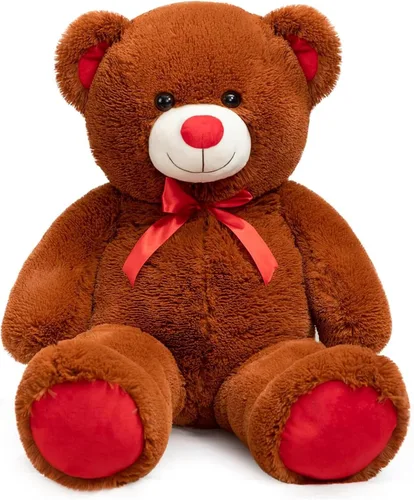 Miniatura 15 de Enorme Oso de Peluche Animal de Peluche Oso de Peluche Gigante con Lazo de Cinta Roja Juguete de Peluche de Día Regalo para Novia y Niños 36 Beige
