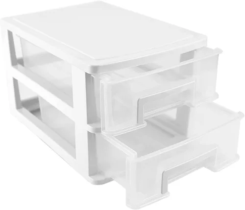 Miniatura 13 de Caja organizadora de cajones de plástico de 3 niveles para escritorio, cosméticos, joyas, suministros de oficina, organización del hogar