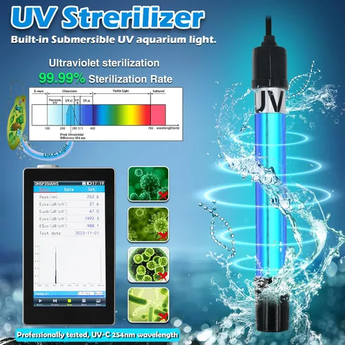 Miniatura 4 de Filtro Pequeño para Estanque de 75-300 Galones, Filtro de Acuario U-V Máquina Limpieza Verde Sumergible Bomba Potente Filtro de Cartucho 600GPH