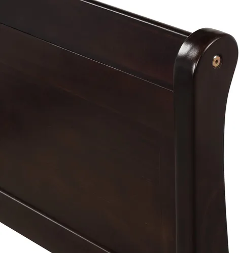 Miniatura 6 de MERITLINE Base de cama de madera tamaño individual con cabecero y estribo, cama de plataforma para niños con soporte de listones, no necesita