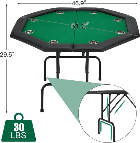 Miniatura 6 de ECOTOUGE Mesa de Póquer Plegable, Mesa de Juego de Texas Holdem de Ocio de Casino con Patas de Metal y Portavasos de Acero Inoxidable, Mesa de Juego