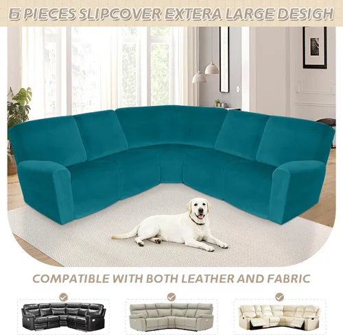 Miniatura 510 de Arfntevss Fundas de sofá seccional reclinable de terciopelo, Funda de sofá seccional de esquina para sofá reclinable, Funda elástica suave