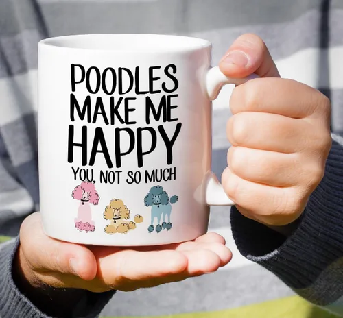 Miniatura 4 de Retreez Taza divertida – Poodles Make Me Happy You, Not So Much Dogs Lover Tazas de café de cerámica de 11 onzas – Divertido, sarcasmo