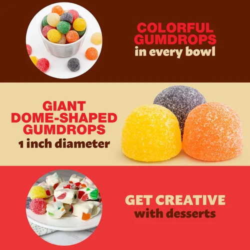 Miniatura 5 de Gum Drops Paquete de 2 libras Caramelos de gelatina gigante de gominolas Surtido de sabores de frutas y regaliz Caramelo de gotas de goma