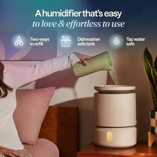 Miniatura 7 de BLUEAIR DreamWell - Humidificador de habitación – 48 horas de llenado superior sin niebla InvisibleMist Tecnología Piedra aromática para aceites Gris