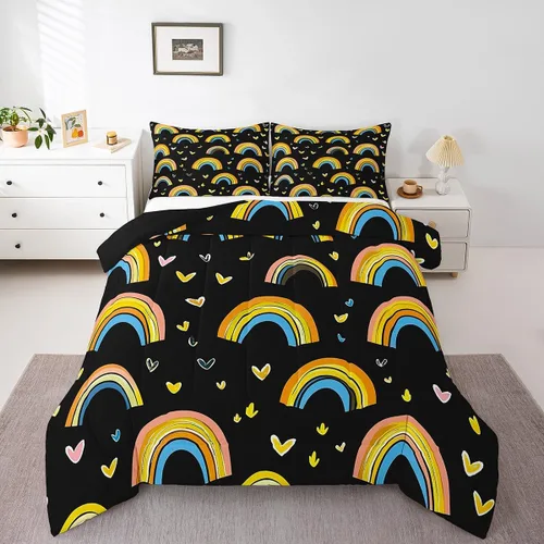 Miniatura 9 de Erosebridal Juego de edredón para niños, tamaño individual para niños y niñas, ropa de cama de dinosaurio degradado, decoración de dormitorio