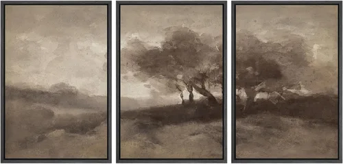 Miniatura 83 de SIGNWIN Lienzo enmarcado para pared, juego de arte dramático de cielo tormentoso, ilustraciones de paisaje nuboso Moody, arte moderno decorativo