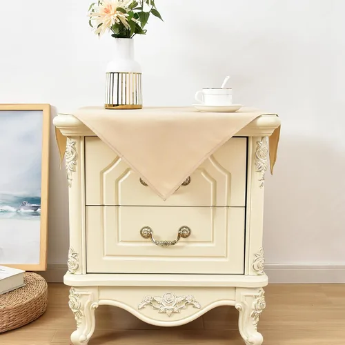 Miniatura 2 de Wolkemer - Paquete de 2 manteles cuadrados pequeños de 24x24 pulgadas, color beige, lavables, de tela, para cubierto de mesa de mesita de noche