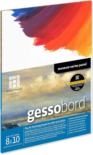 Miniatura 32 de Ampersand Art Supply Panel de pintura de madera de Gesso: Serie Museo Gessobord, 11 "x 14", perfil plano de 1/8