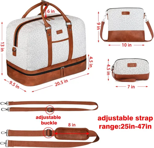 Miniatura 130 de IBFUN Bolsas de fin de semana para mujer, bolsa grande de lona para viaje, bolsa de viaje con compartimento para zapatos, 21 pulgadas, juego de 3