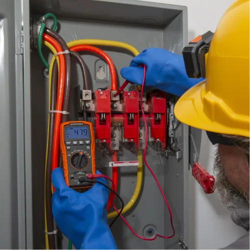 Miniatura 7 de Klein Tools ET270 Multímetro digital de rango automático, CA/CC, resistencia, continuidad, probador de receptáculo GFCI con cables de prueba y cable