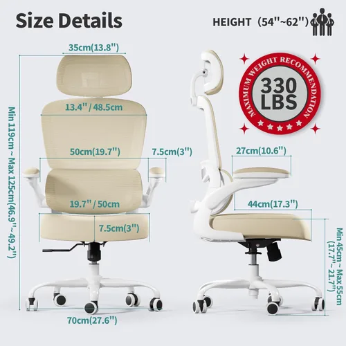 Miniatura 2 de TRALT Silla de oficina ergonómica de escritorio, 330 libras, sillas de escritorio de oficina de malla para el hogar con ruedas, cómodas sillas