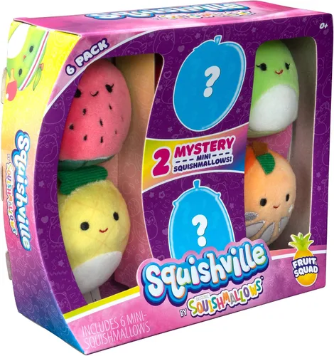 Miniatura 11 de Squishville de Squishmallows Mini Plush Fruit Squad, seis peluches suaves de 2 pulgadas, frutas irresistiblemente coloridas, mini melocotón, piña