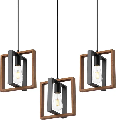 Miniatura 12 de 9MMML Iluminación colgante industrial pequeña, lámpara colgante de cocina estilo granja con cable, madera+metal, 1 luz E26 para comedor dormitorio