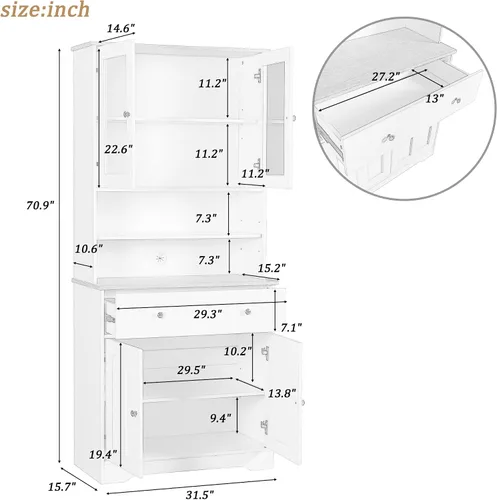 Miniatura 2 de RuiSiSi Gabinetes negros de despensa para almacenamiento de cocina con puertas armarios de bufé independientes despensas de cocina de granja