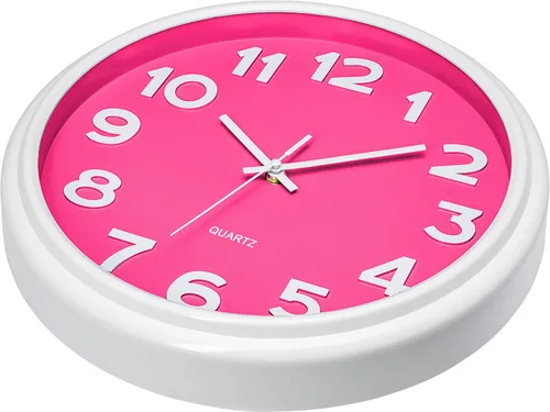 Miniatura 2 de Bernhard Products Reloj de pared rosa de 12.5 pulgadas, silencioso, sin tictac, moderno, elegante, reloj de cuarzo para el hogar, cocina, oficina