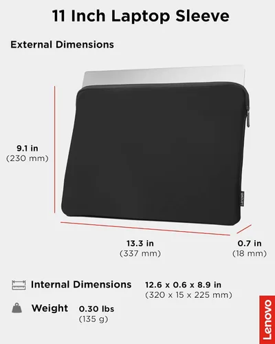 Miniatura 6 de Lenovo Funda básica para laptop de 11 pulgadas para notebook/tablet, compatible con MacBook Air/Pro, material de neopreno, forro polar suave