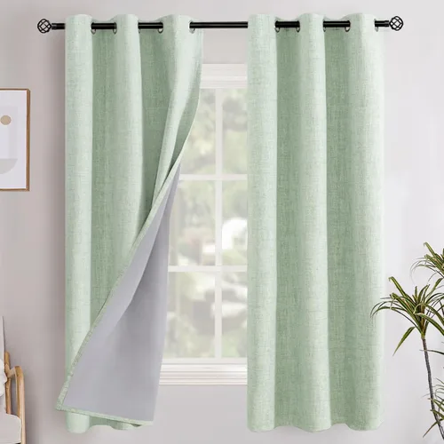 Miniatura 32 de YoungsTex - Cortinas opacas de lino para dormitorio, oscurecimiento de la habitación, cortinas con textura de lino, paneles con aislamiento térmico
